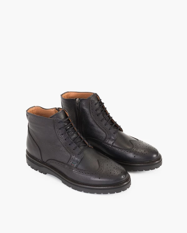 Czarne trzewiki męskie skórzane