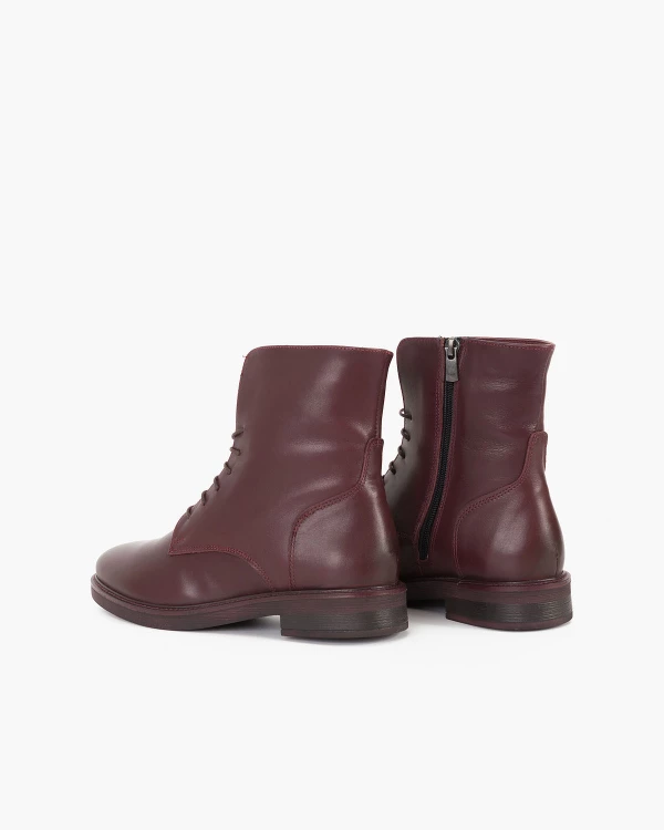 Bordowe trzewiki damskie skórzane 4