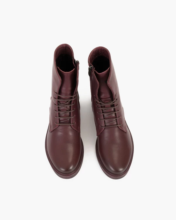 Bordowe trzewiki damskie skórzane 3