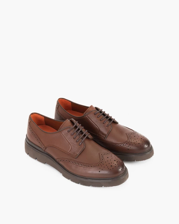 Brązowe półbuty męskie skórzane