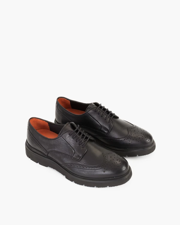 Czarne półbuty męskie skórzane