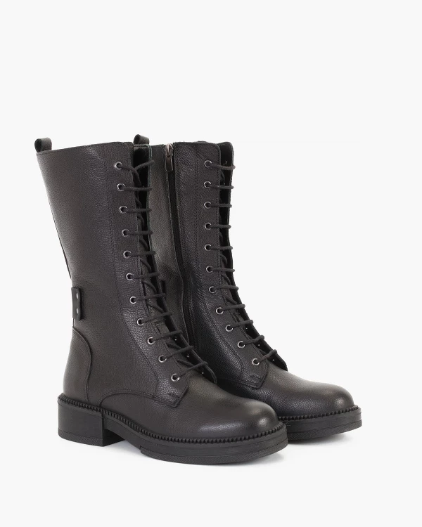 Czarne trzewiki damskie skórzane 2