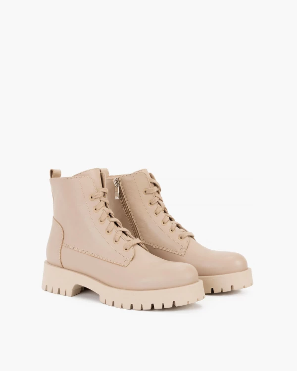 Beżowe trzewiki damskie skórzane 2