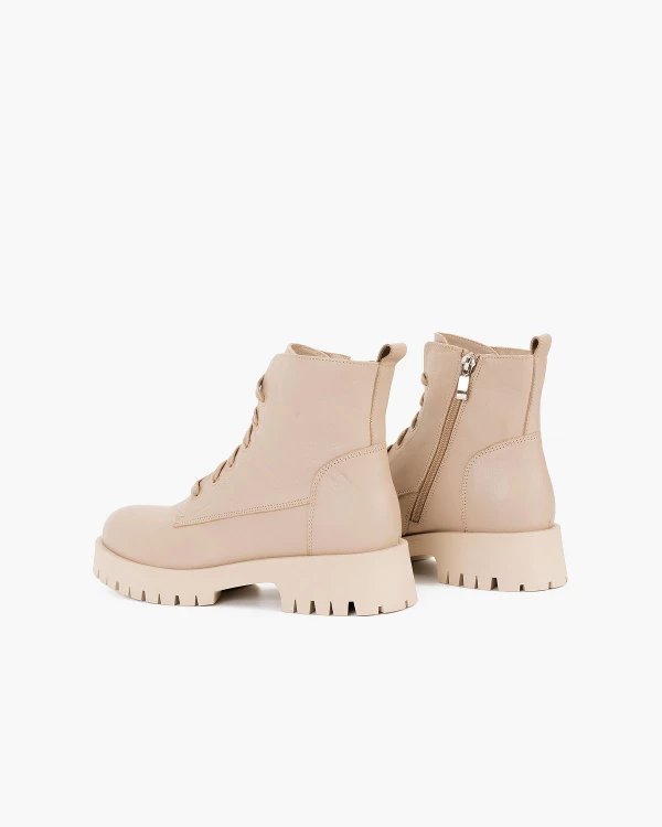 Beżowe trzewiki damskie skórzane 4