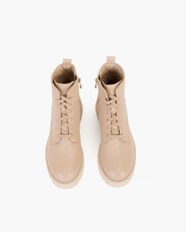 Beżowe trzewiki damskie skórzane 3