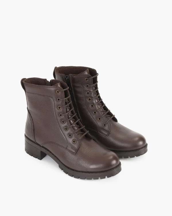 Czekoladowe trzewiki damskie skórzane