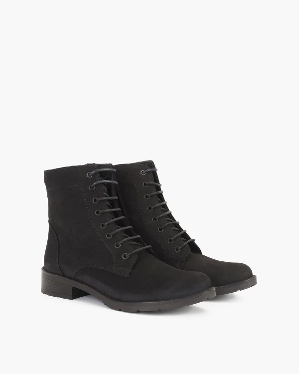 Czarne trzewiki damskie nubukowe 2