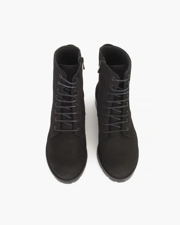 Czarne trzewiki damskie nubukowe 3