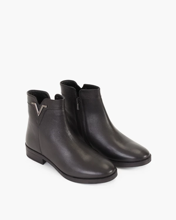 Czarne botki ze skóry licowej