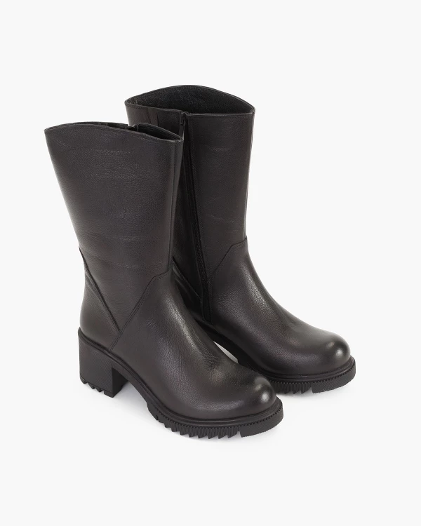 Czarne botki damskie skórzane