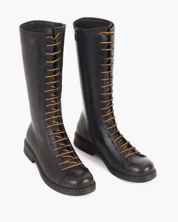 Czarne kozaki damskie skórzane