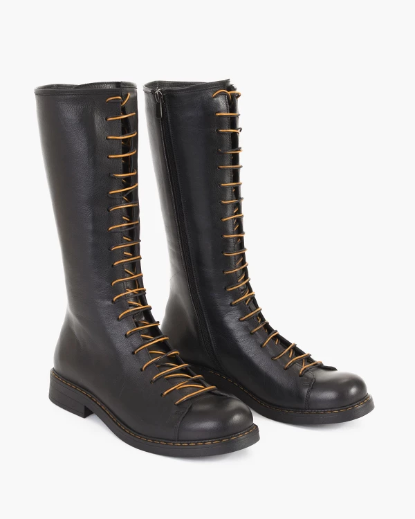 Czarne kozaki damskie skórzane 2