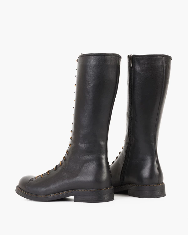 Czarne kozaki damskie skórzane 4