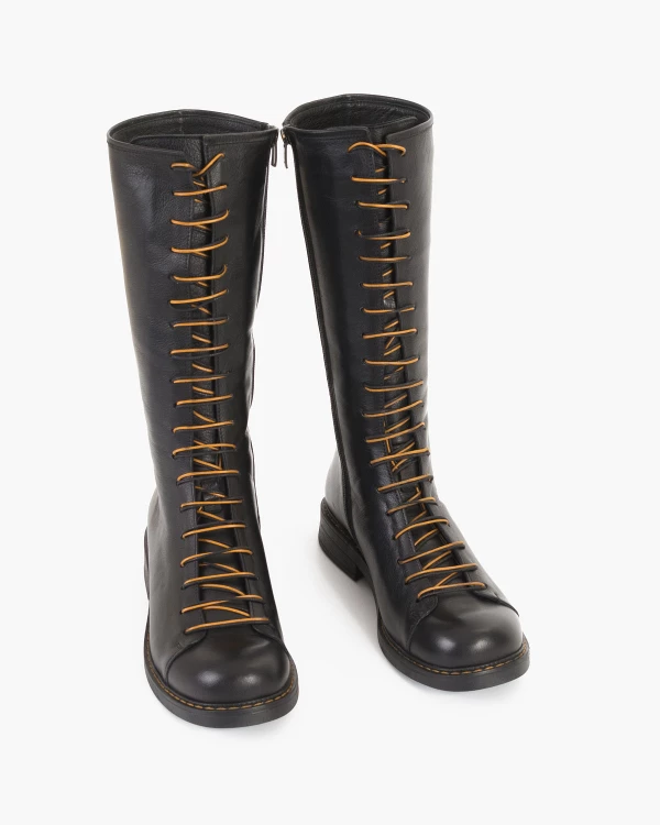 Czarne kozaki damskie skórzane 3