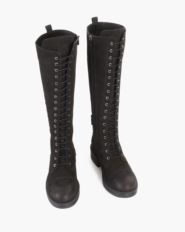 Czarne kozaki damskie nubukowe 3