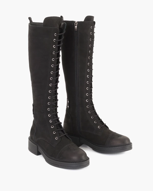 Czarne kozaki damskie nubukowe 2