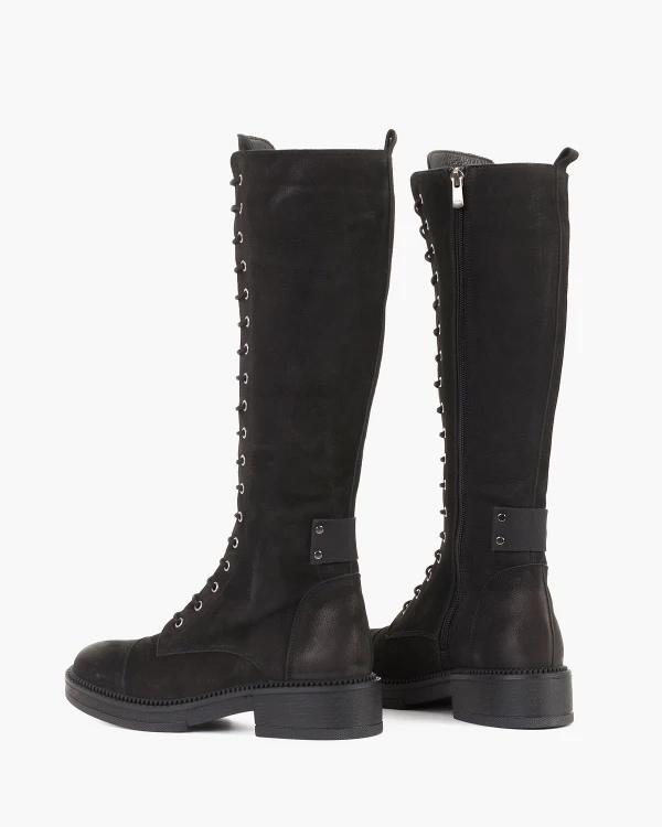 Czarne kozaki damskie nubukowe 4