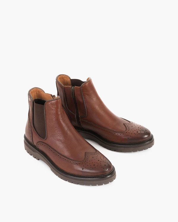 Brązowe sztyblety męskie skórzane