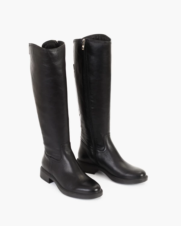 Czarne kozaki damskie skórzane