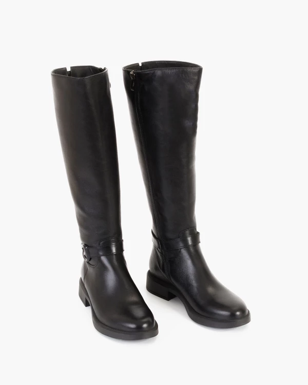 Czarne kozaki damskie skórzane