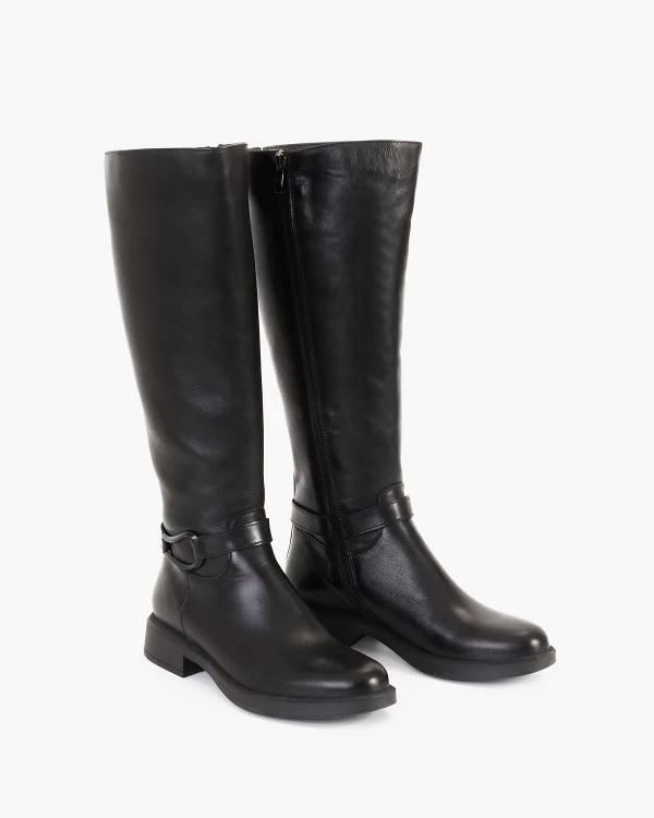 Czarne kozaki damskie skórzane 2