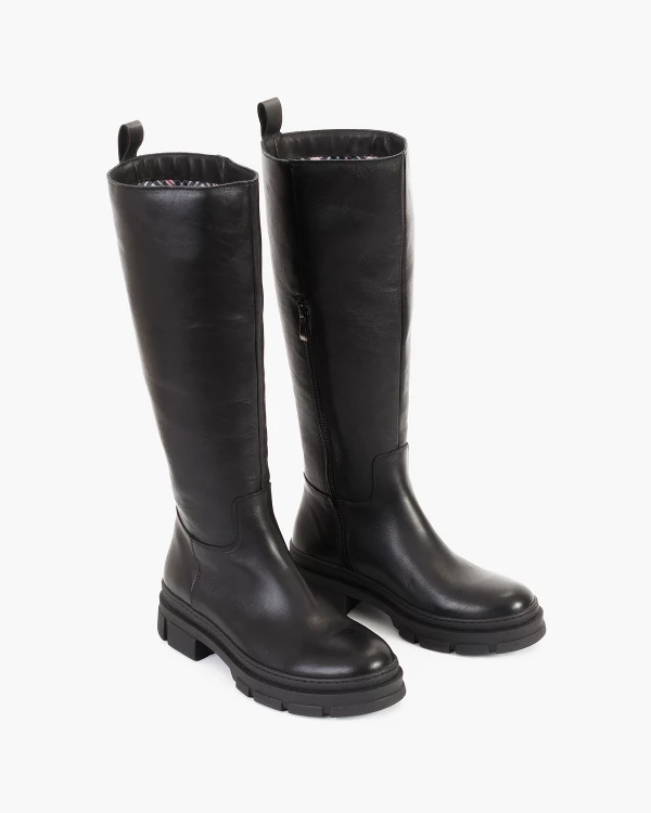 Czarne kozaki damskie skórzane