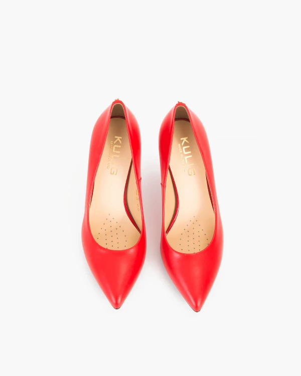 Czerwone czółenka skórzane na szpilce 4