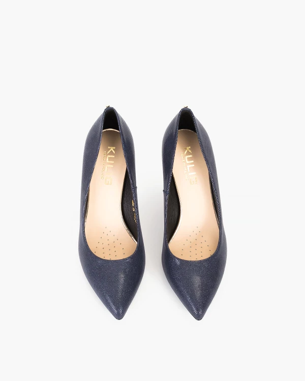 Granatowe czółenka nubukowe na szpilce 3