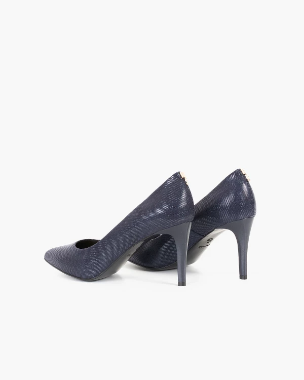 Granatowe czółenka nubukowe na szpilce 4