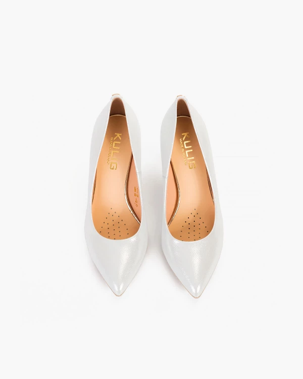 Srebrne czółenka nubukowe na szpilce 3