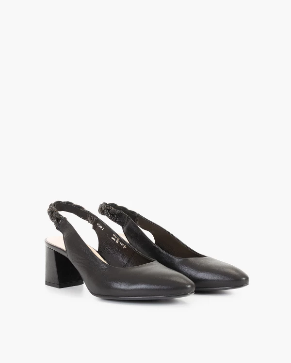 Czarne sandały damskie skórzane na klocku 2