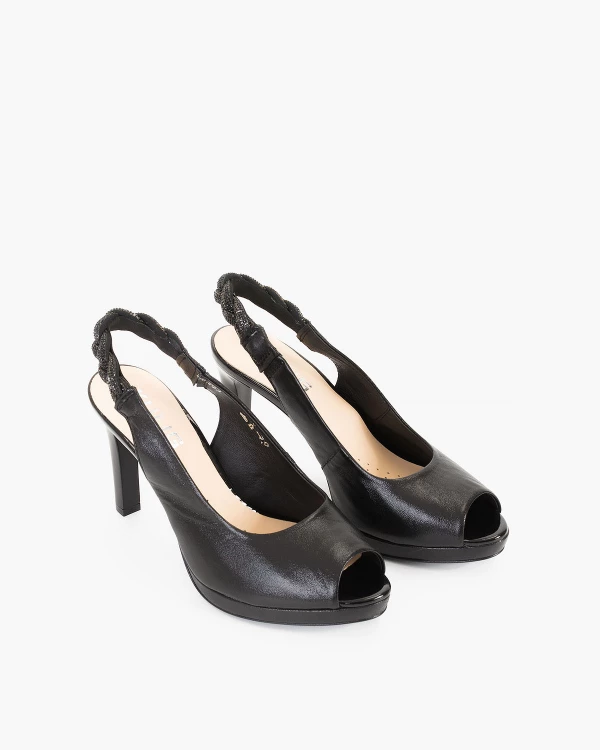 Czarne sandały damskie nubukowe na szpilce