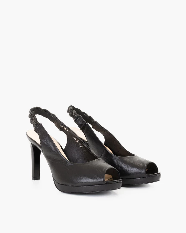 Czarne sandały damskie nubukowe na szpilce 2