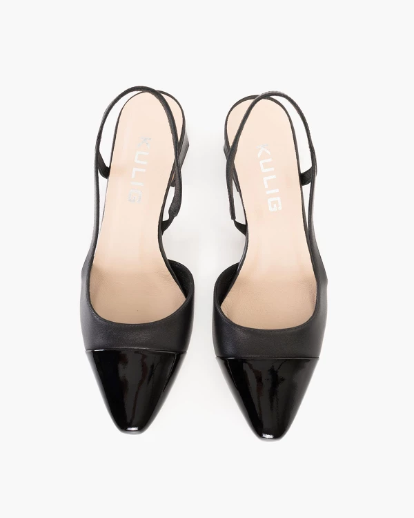 Czarne sandały damskie skórzane na klocku 3