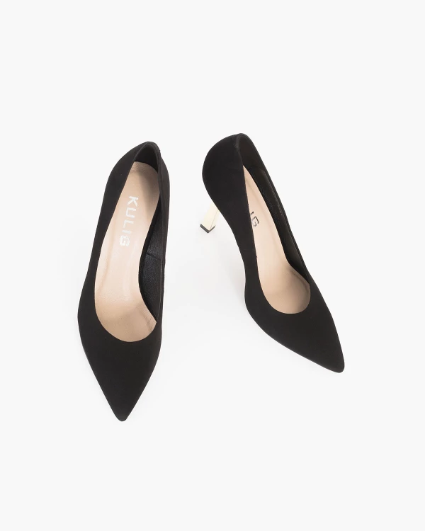 Czarne czółenka zamszowe na szpilce 4