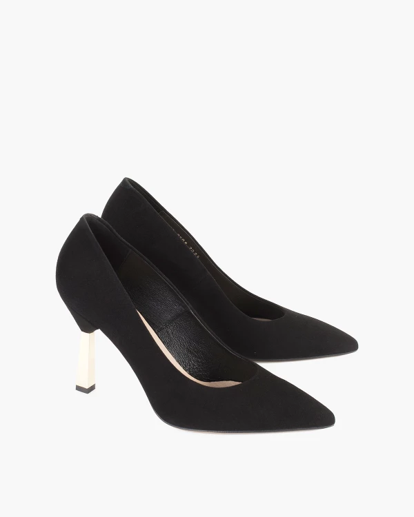 Czarne czółenka zamszowe na szpilce 3
