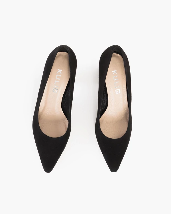 Czarne czółenka zamszowe na klocku 4