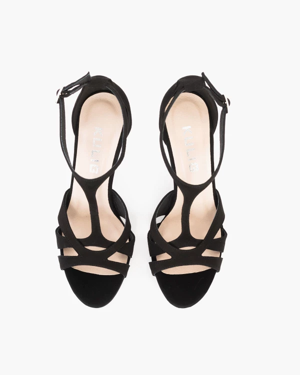 Czarne sandały damskie zamszowe na szpilce 3