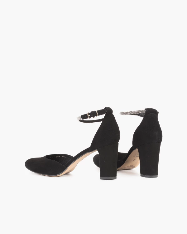 Czarne sandały damskie zamszowe na słupku 4