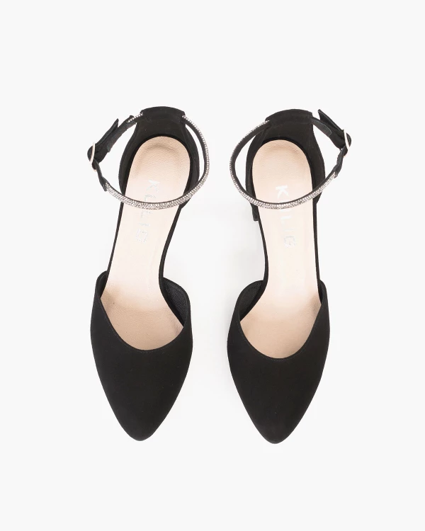 Czarne sandały damskie zamszowe na słupku 3