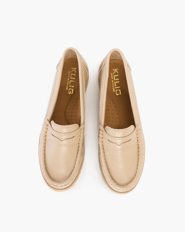 Beżowe mokasyny damskie ze skóry naturalnej 3