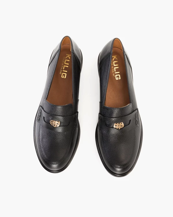 Czarne mokasyny damskie ze skóry licowej 3