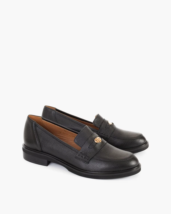 Czarne mokasyny damskie ze skóry licowej 2