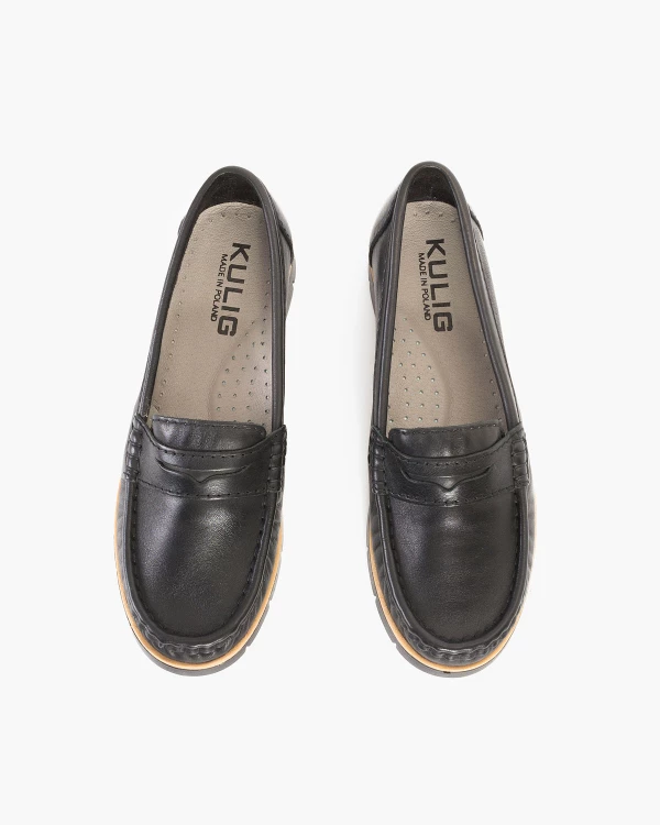 Czarne mokasyny damskie ze skóry naturalnej 3