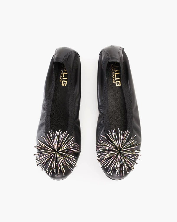 Czarne baleriny skórzane z frędzlami 3