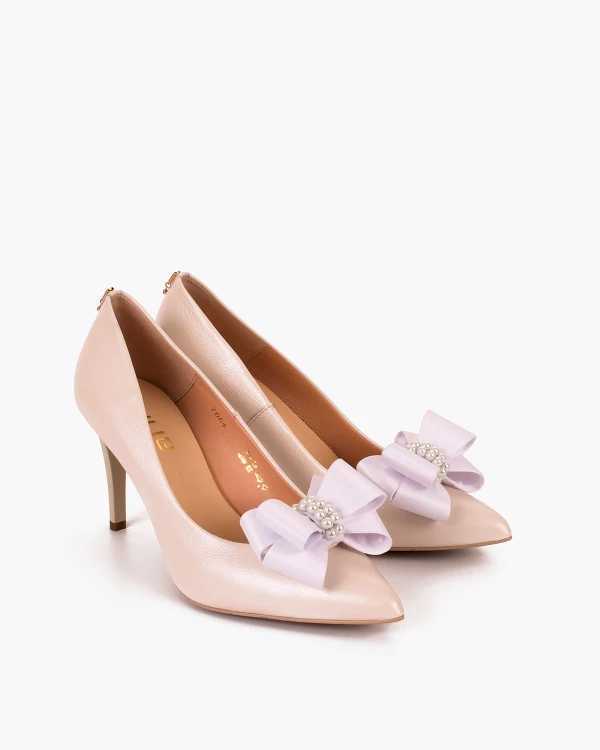 Różowe kokardki do butów z perełkami 2