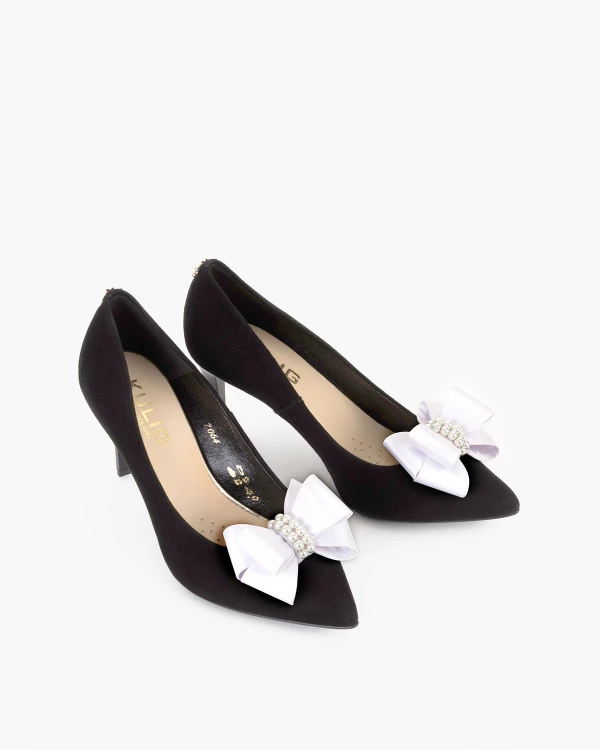 Różowe kokardki do butów z perełkami 6