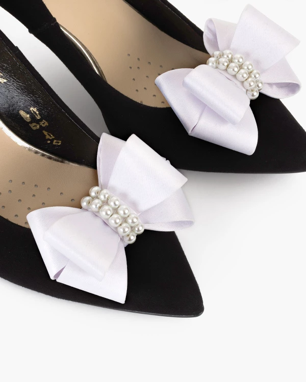 Różowe kokardki do butów z perełkami 5