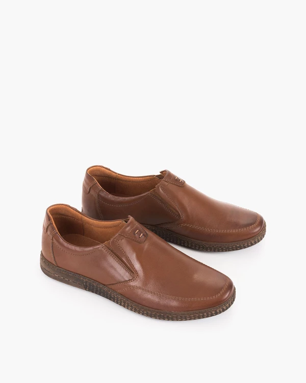 Brązowe półbuty męskie skórzane