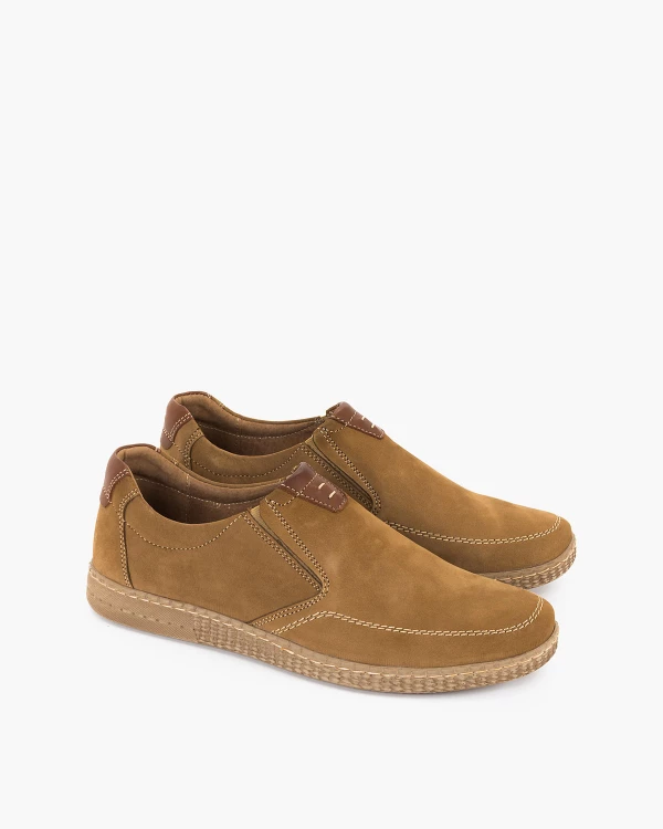 Jasnobrązowe półbuty męskie nubukowe 2